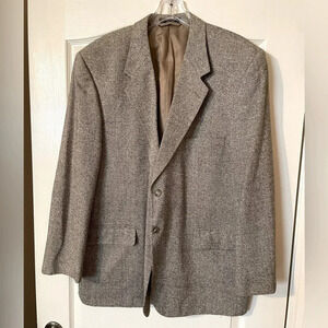Bert Pulitzer Sport Coat 46R Black  Camel Melange 100% Pure Silk Tweed Blazer